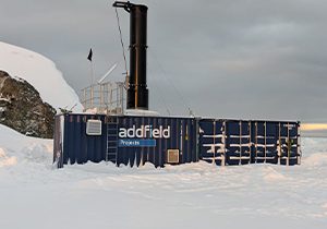 Feature image containerised incinerator installed in snow at South Pole